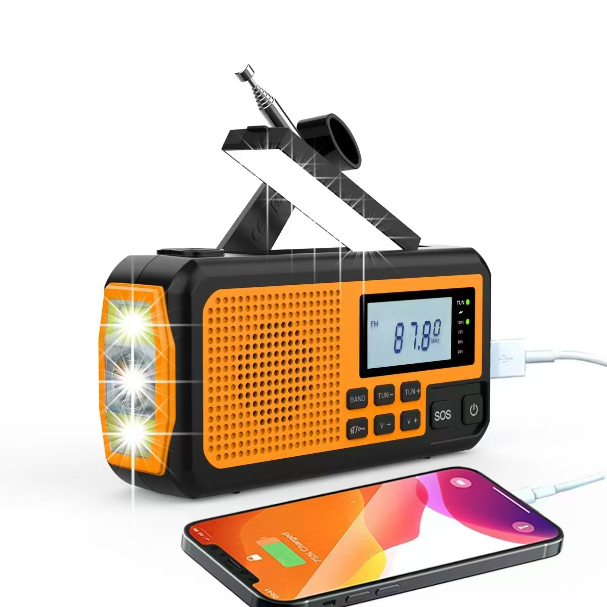 Emergency Radio Solar - Radio solarnie ładowane, z korbką, AM/FM,